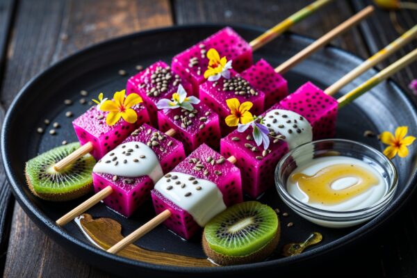 Sate Buah Naga Saus Yoghurt Madu: Segar, Sehat, dan Cantik untuk Semua Acara