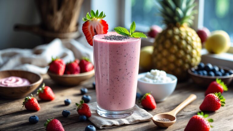 Smoothie Stroberi Yoghurt: Asam-Manis Segar, Lembut, dan Penuh Gizi